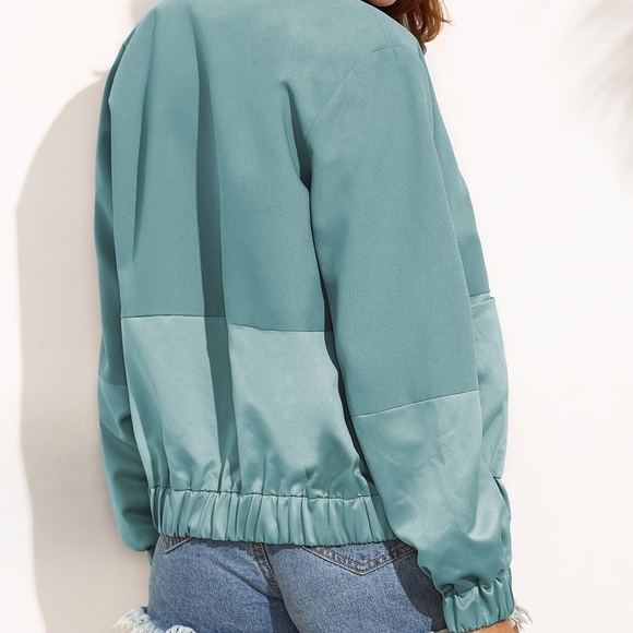 🆕SeafoamBomber jacket w/ satin blocking🏆 - Picture 6 of 8